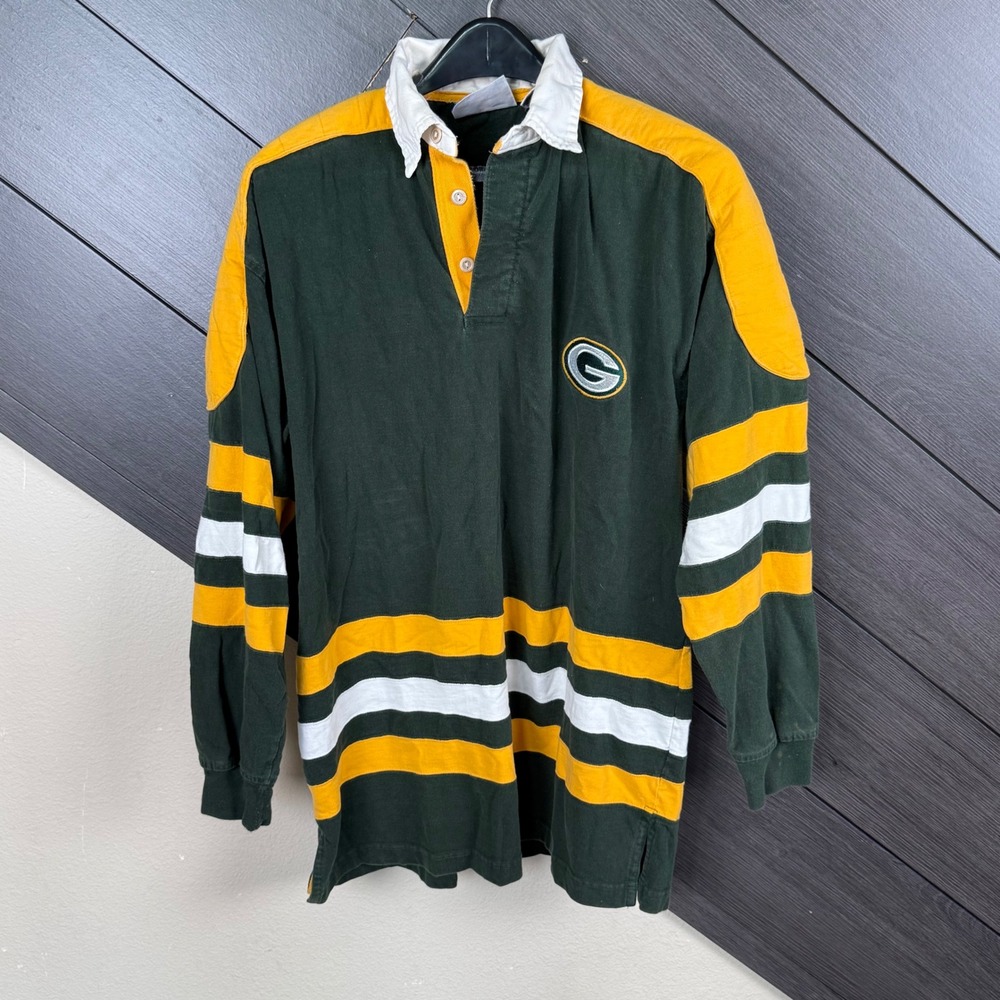 NFL Game Day Logo 7 Green Bay Packers Vintage Medium Padded Rugby Shirt 90's